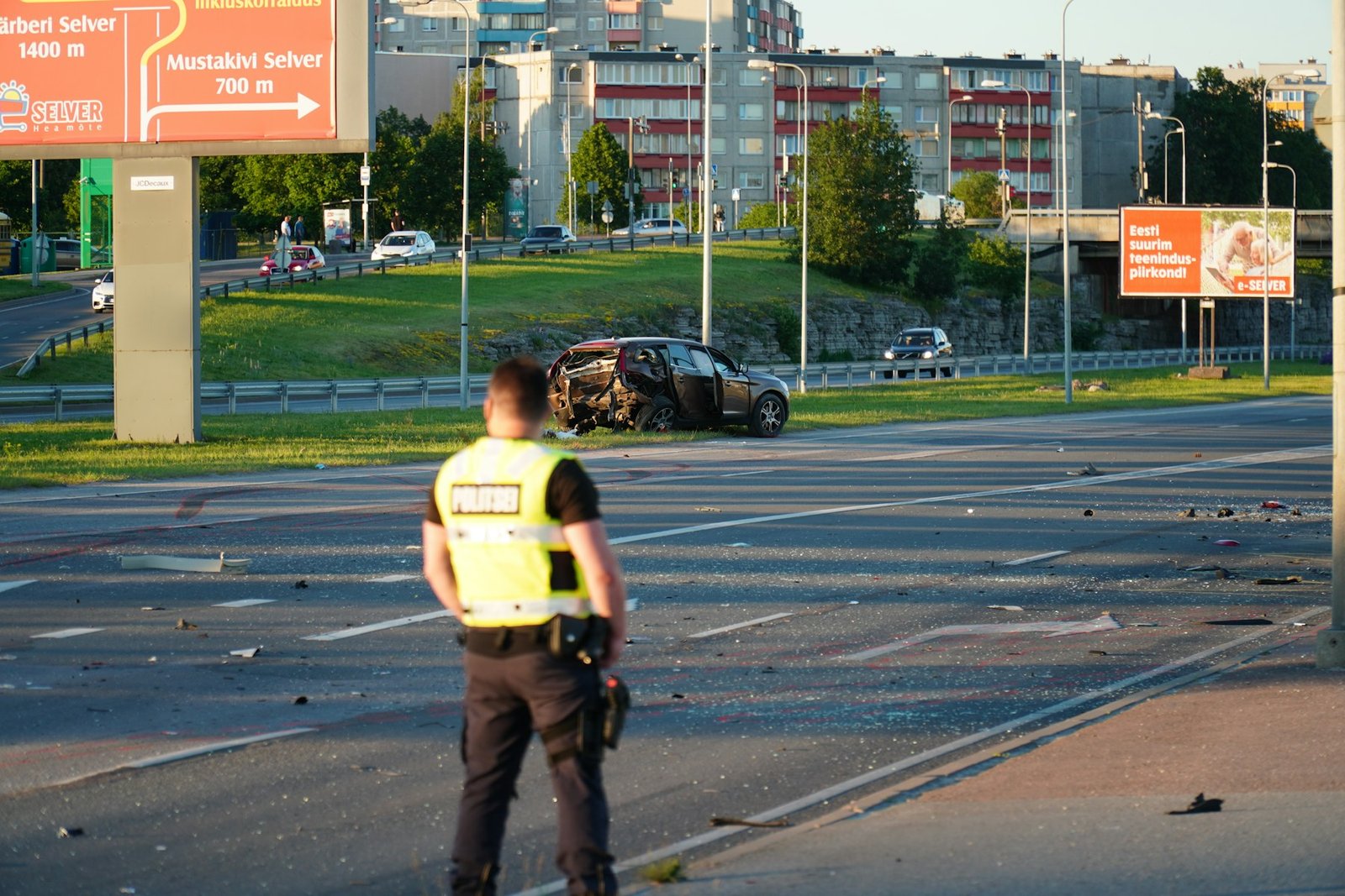 Police at a roadside accident scene