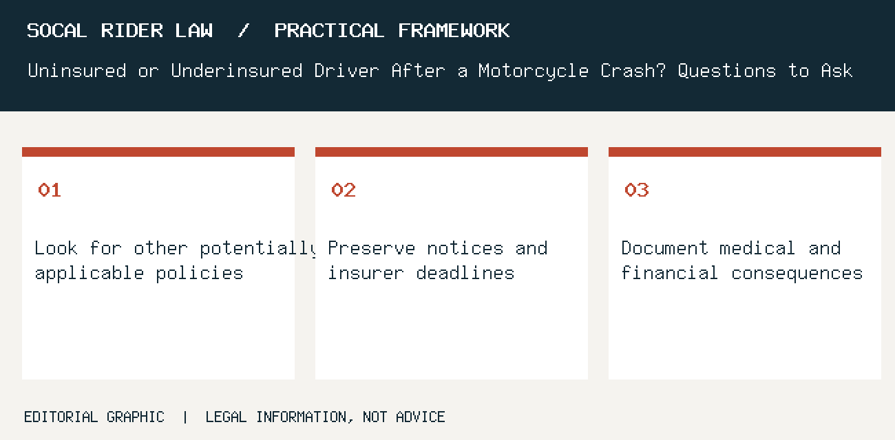 Look for other potentially applicable policies; Preserve notices and insurer deadlines; Document medical and financial consequences